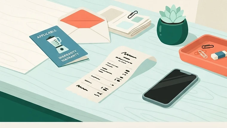 Illustration of a household keeping receipts, warranty cards and reminders together in one place