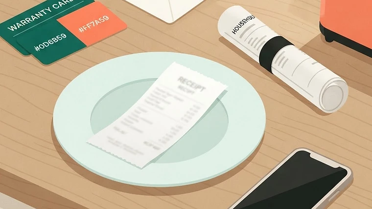 Illustration of a thermal paper receipt fading and a clear digital copy being kept on a phone