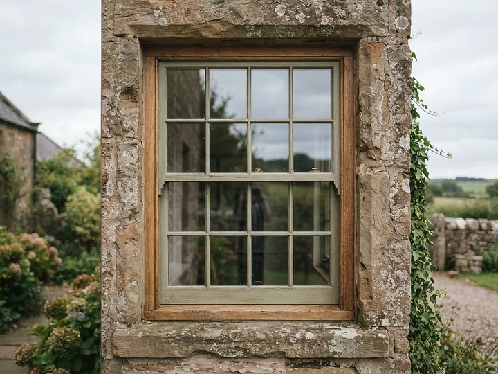A timber sash-and-case window detail