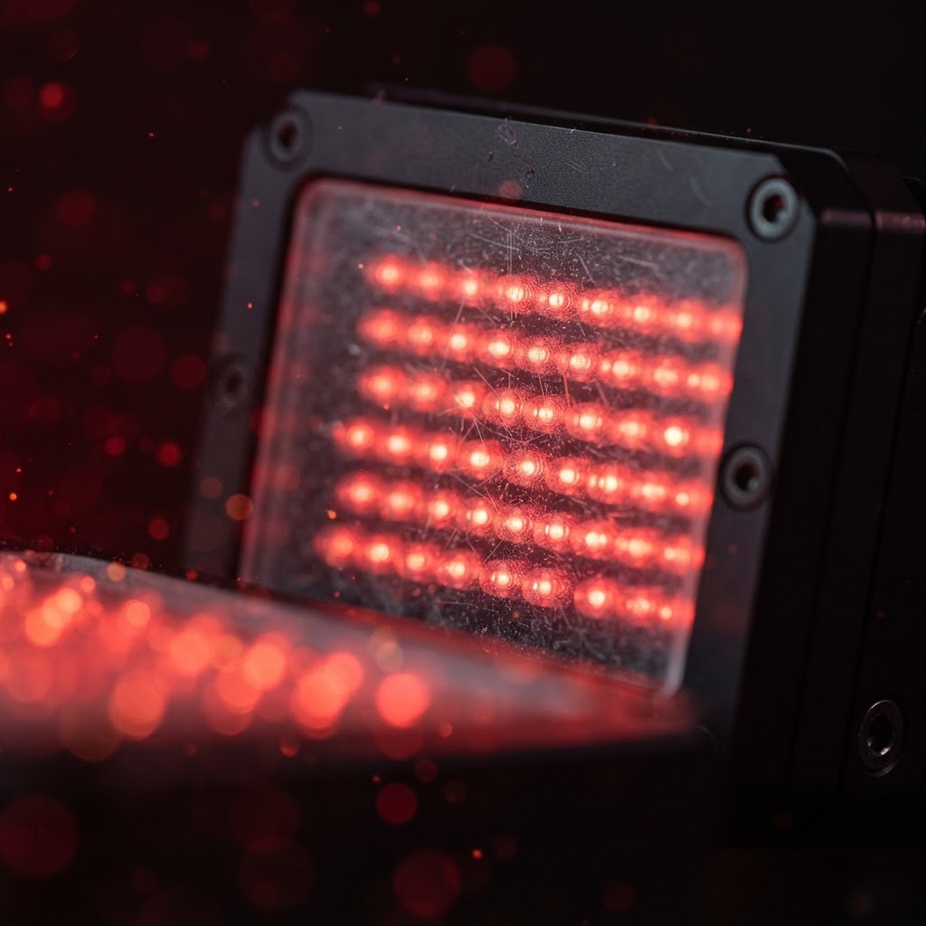 Macro dei diodi LED medici della maschera BMSkin dietro lente smerigliata