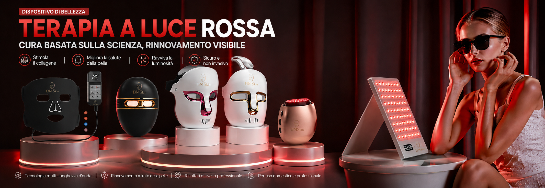 Terapia a luce rossa: la linea completa di dispositivi BMSkin