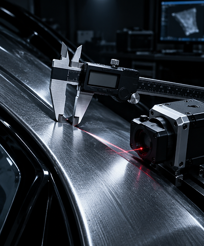 Forensic measurement tool on a metallic surface