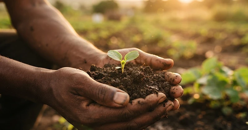 Regenerative farmland with healthy soil