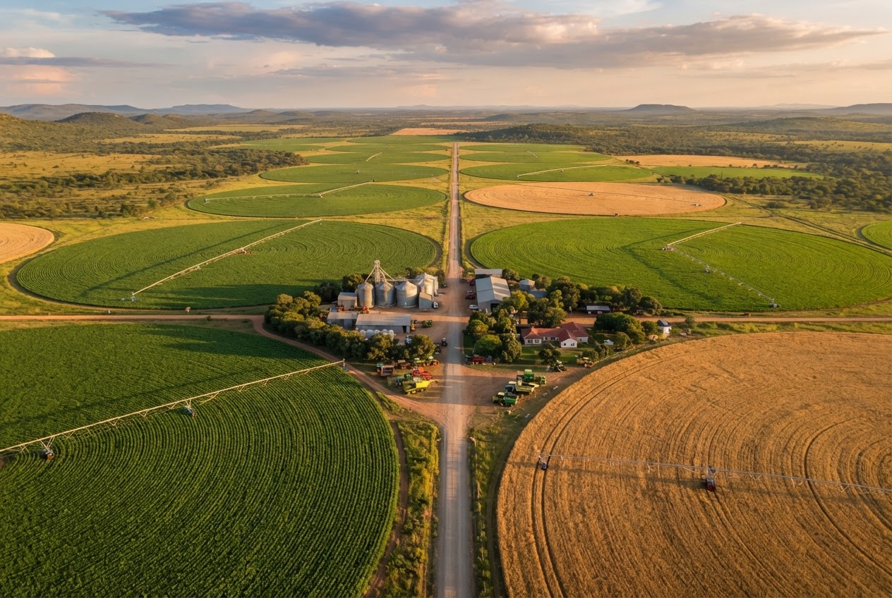 Commercial farm fields in Southern Africa