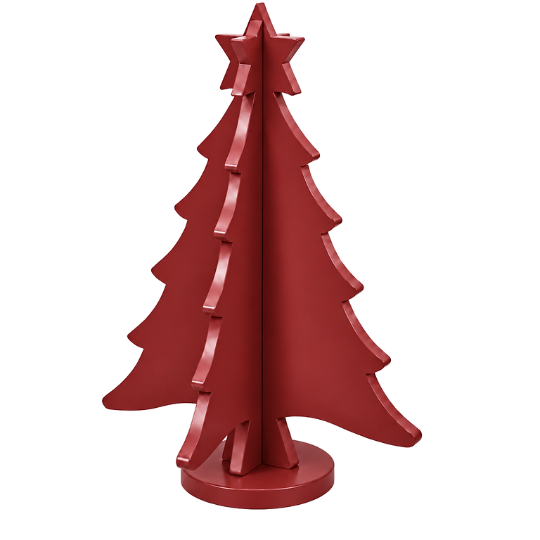 Ribbon Red hand-painted paint-grade HDF Christmas tree with star topper
