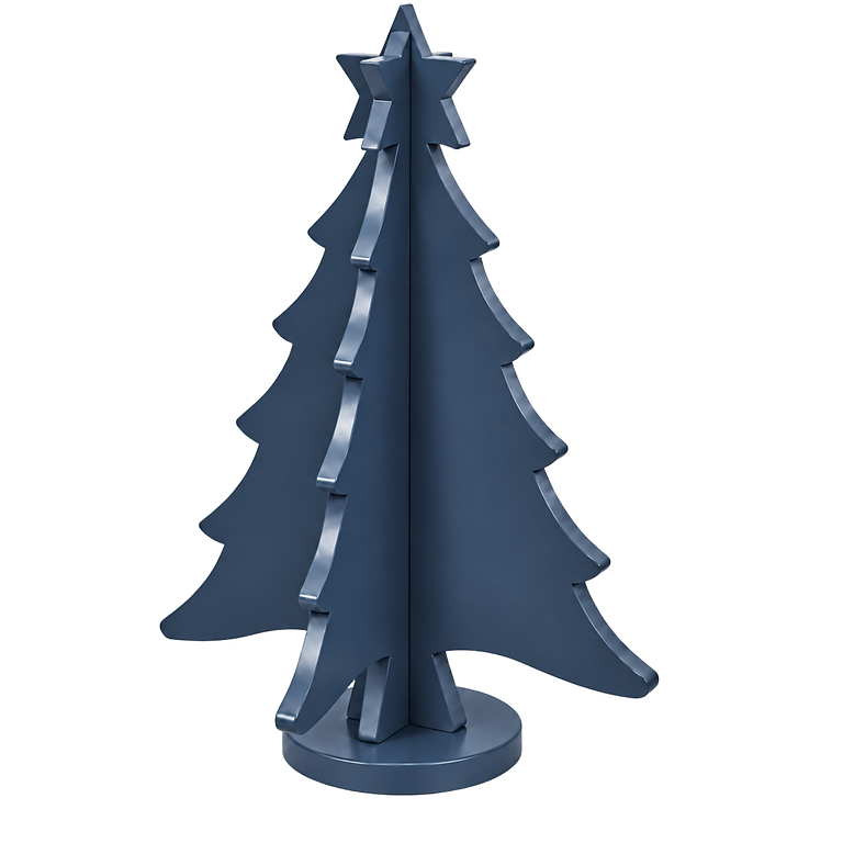 Twilight Blue hand-painted paint-grade HDF Christmas tree with star topper