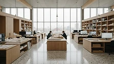 Pristine modern commercial workspace with refined floor care