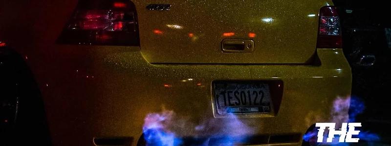 Exhaust backfire flame at night