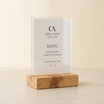Wooden Base Acrylic Menu Holder