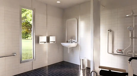 The Independence bathroom — shower drawing