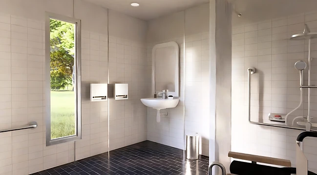 The Independence bathroom — shower drawing