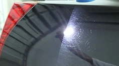 Black paint with heavy swirl marks before correction at GetRight Detailing in South Hackensack NJ