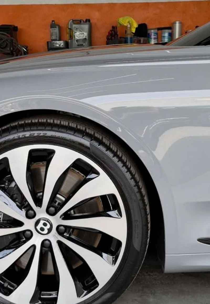 Nardo grey Bentley parked inside the GetRight Detailing shop in South Hackensack NJ