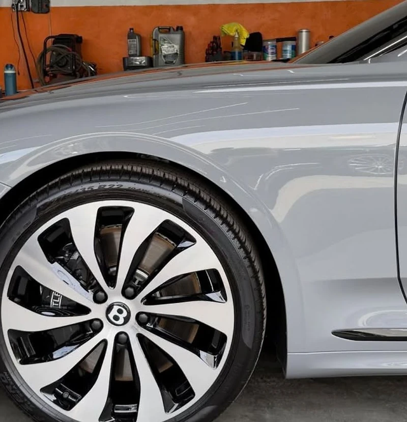 Nardo grey Bentley parked inside the GetRight Detailing shop in South Hackensack NJ