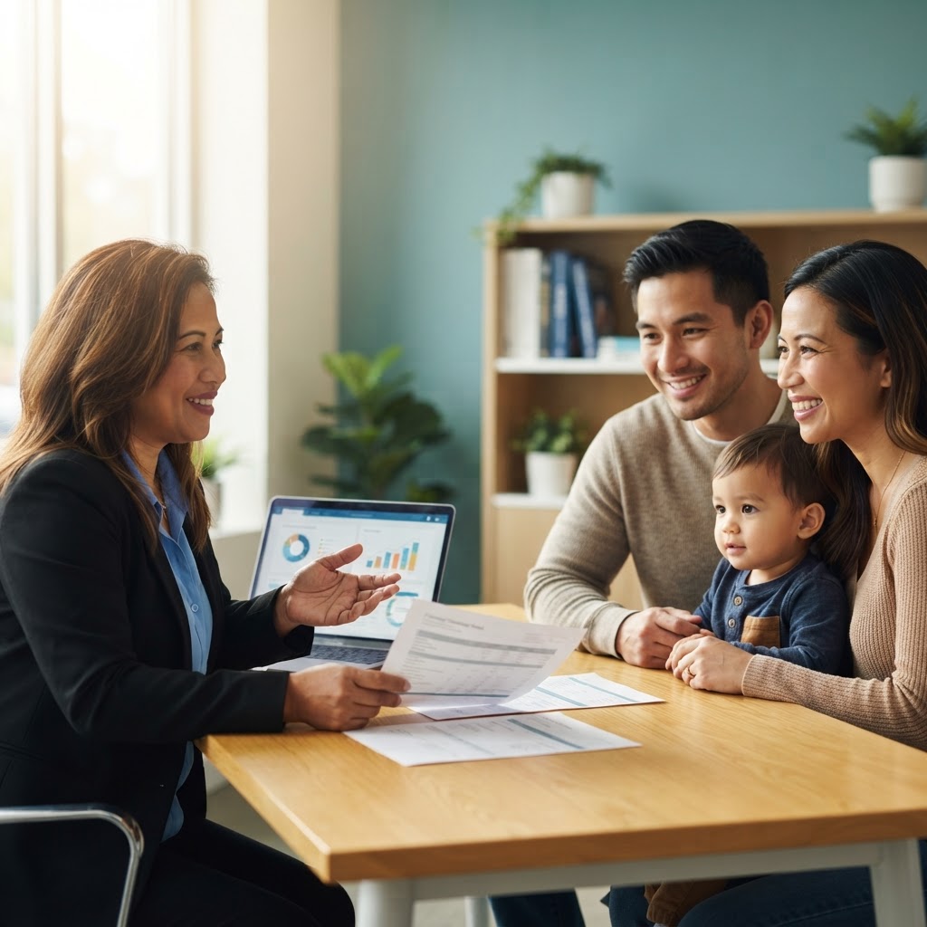 Financial planning meeting with a family