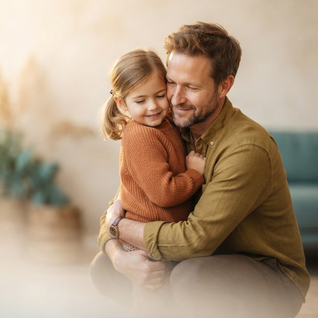 A father hugging his daughter