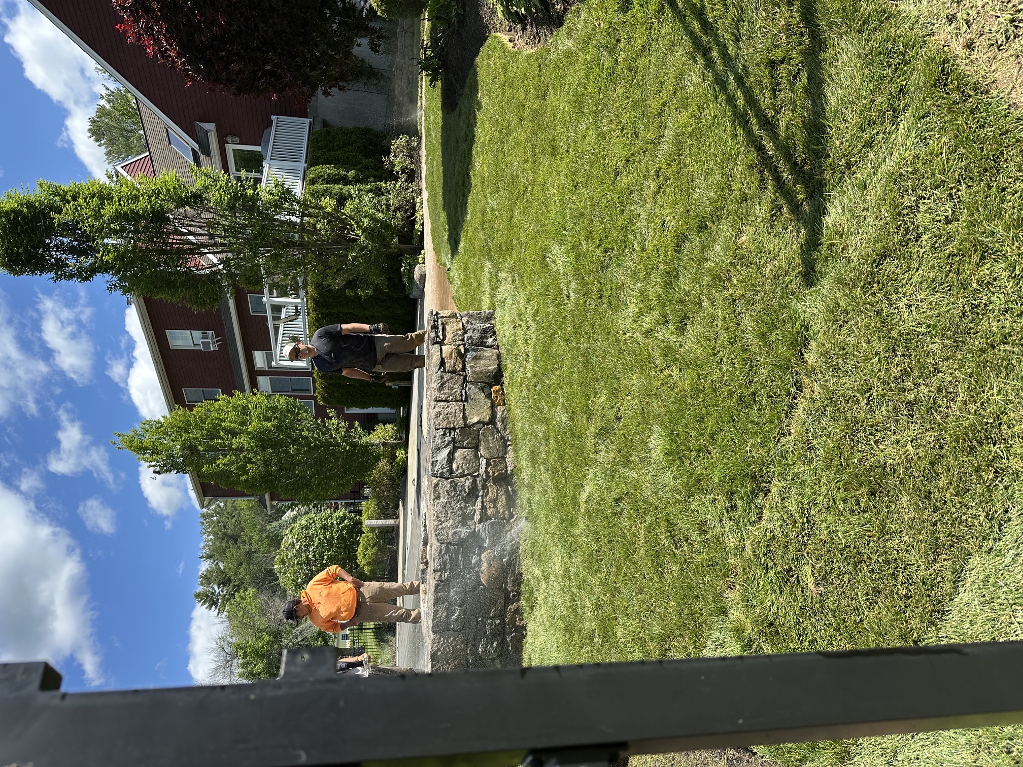 Newly installed lush green sod lawn on a residential property in North Smithfield, RI