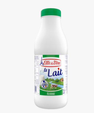 Elle & Vire Skimmed Bottle Milk 1ltr x12