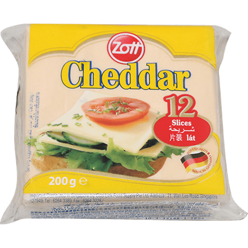 Zott Sliced Cheese 200gx48 Cheddar