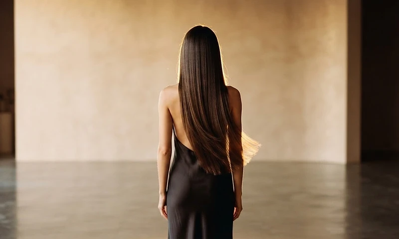 Cabello brillante y sano iluminado por detrás