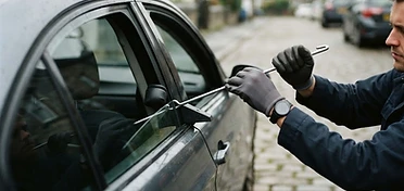 Autodeur wordt geopend met professioneel lockout-gereedschap