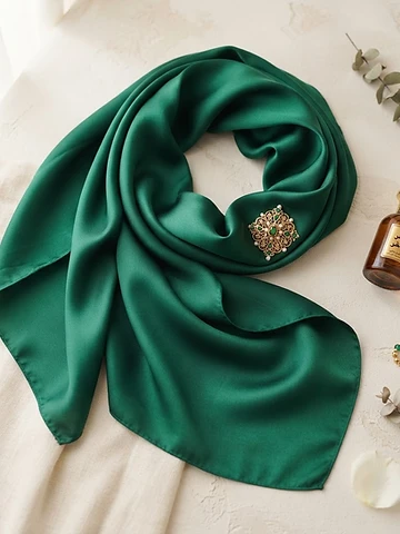 Emerald Silk Square Hijab