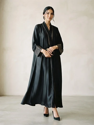 Layla Midnight Silk Abaya