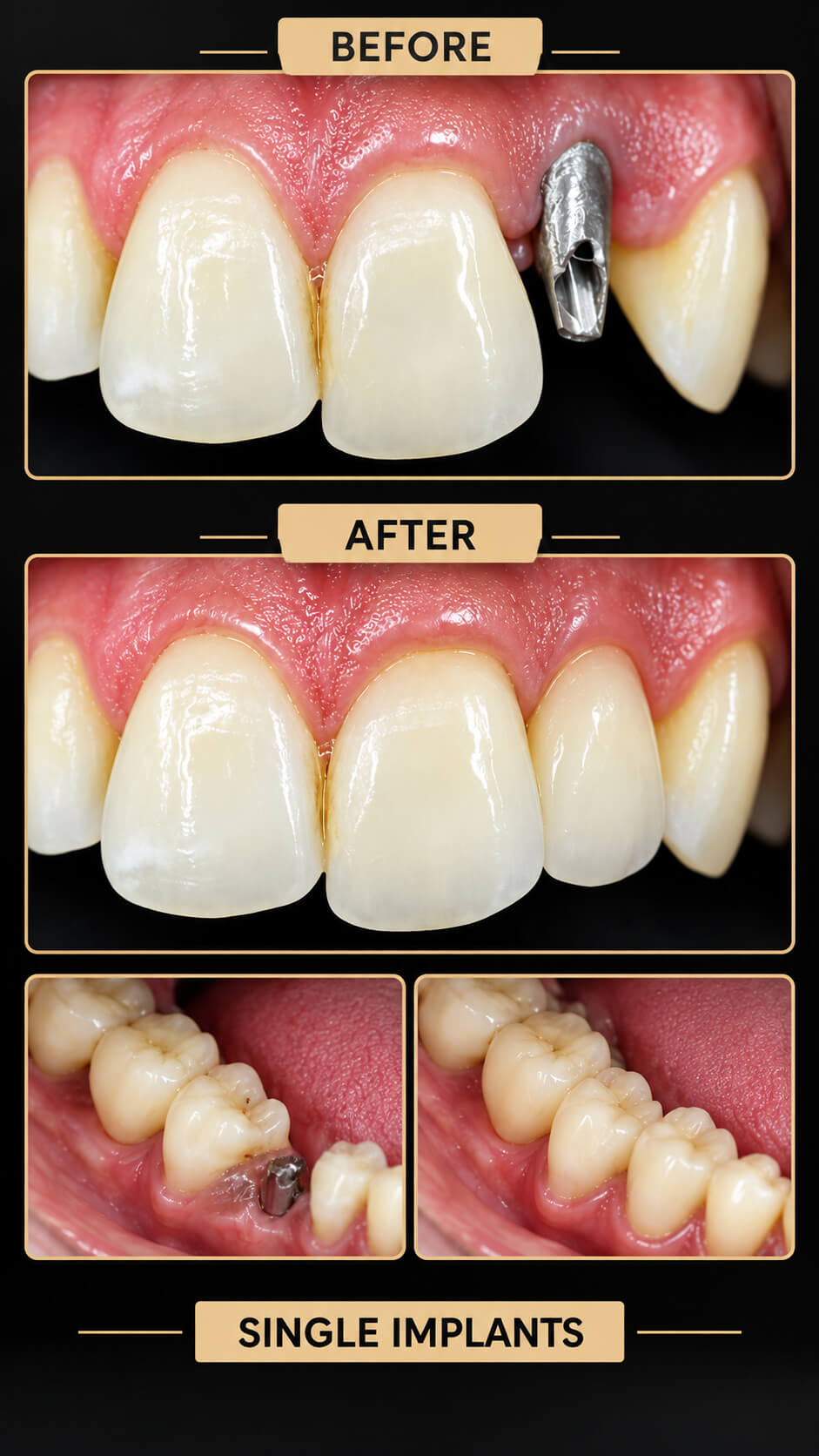 Before and after Single Implants