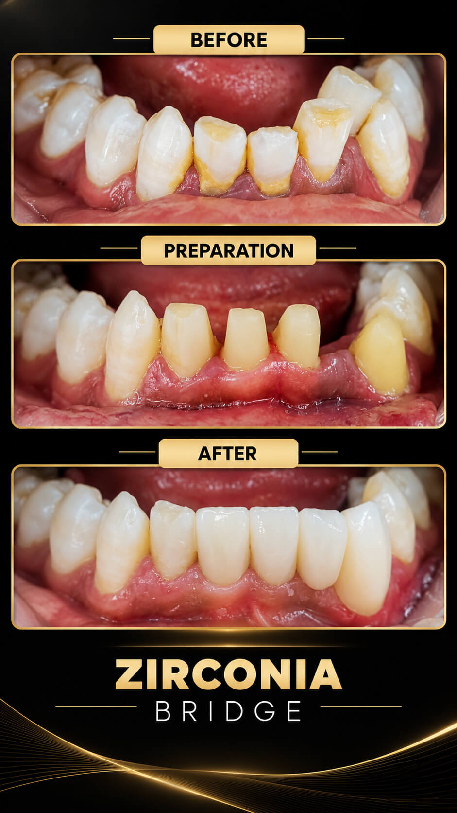 Before and after Zirconia Bridge — Before & After