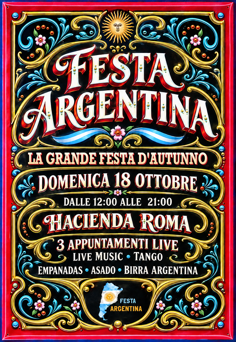 Locandina ufficiale — La grande festa d'autunno, domenica 18 ottobre 2026, Hacienda Roma