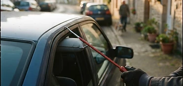 Autodeur wordt geopend met professioneel lockout-gereedschap
