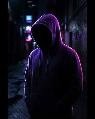 Hooded person with face hidden, anonymous