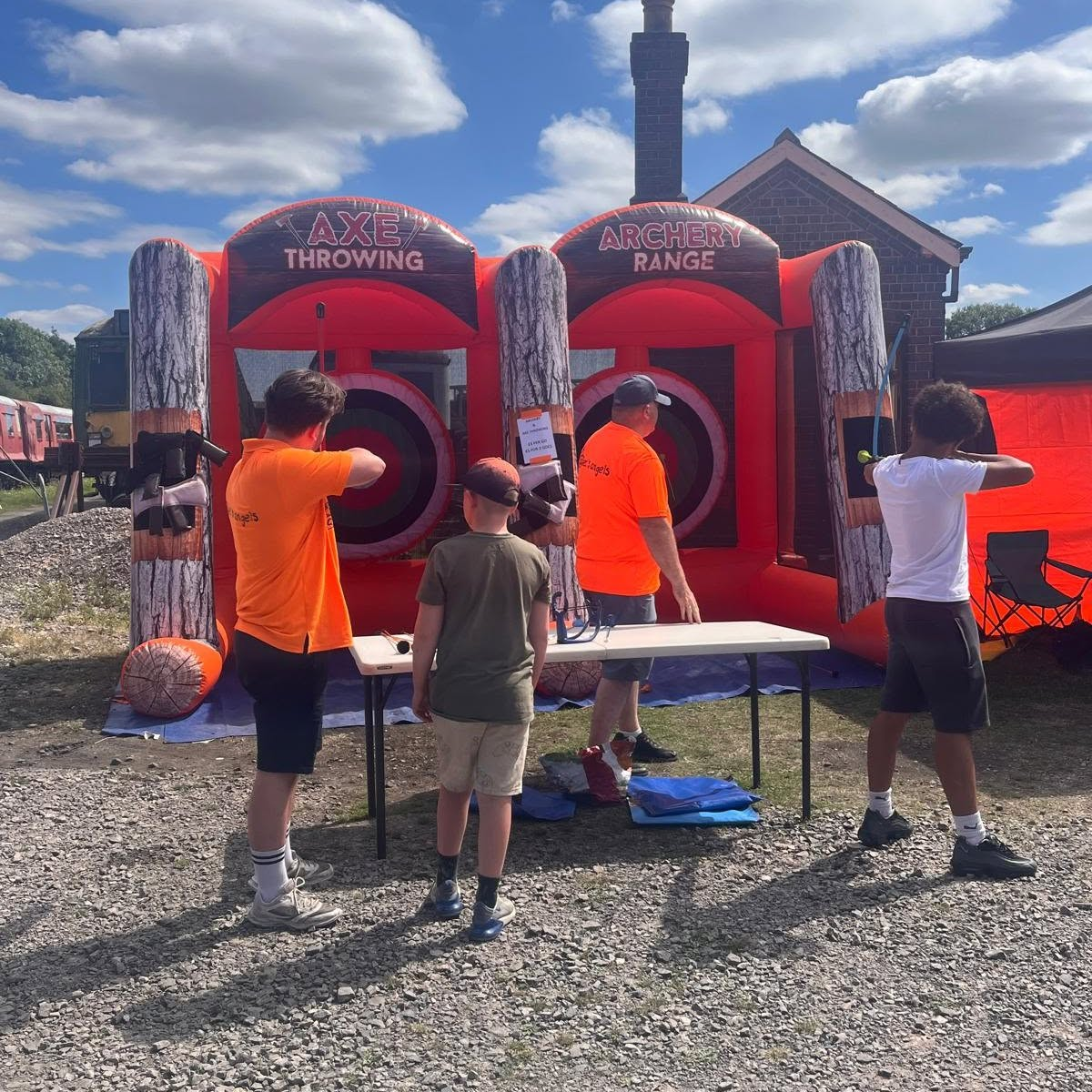 Axe throwing and archery inflatable range