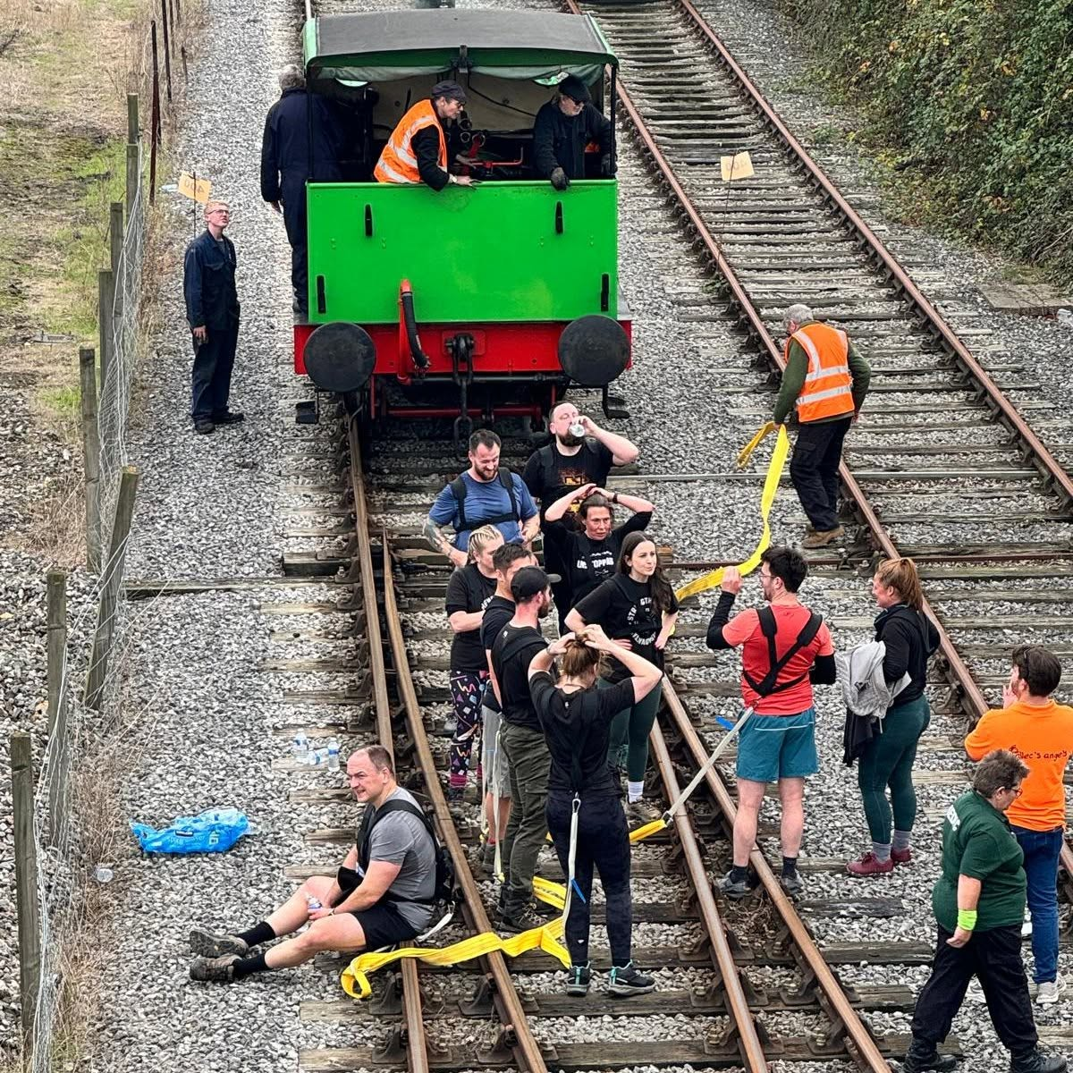 Volunteers pulling together at a railway challenge