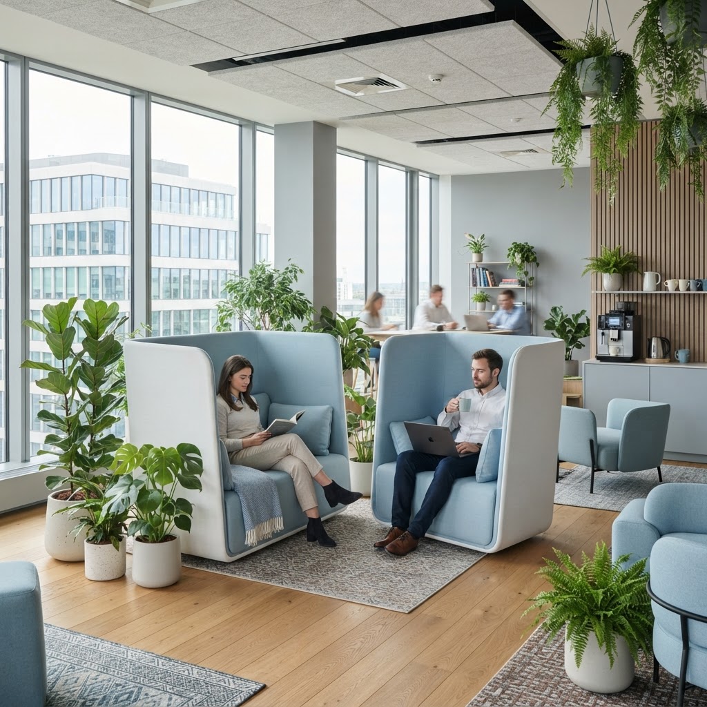 Dolgozói lounge — wellbeing tér