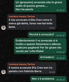 Screenshot della chat WhatsApp con Luciana Ivascu Torino