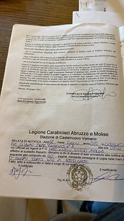 Relata di notifica dei Carabinieri di Castelnuovo Vomano del decreto di sequestro preventivo emesso dal GIP di Pescara