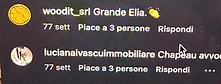 Screenshot dei commenti Instagram di woodit_srl e lucianaivascuimmobiliare