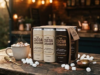 The Cocoa Caravan four-pack of sealed hot chocolate