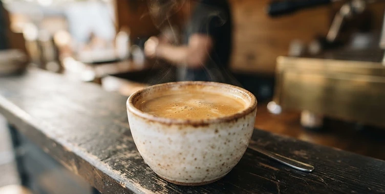 Fresh espresso poured at The Wagon mobile coffee bar
