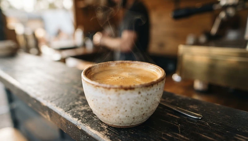 Fresh espresso poured at The Wagon