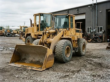 Heavy construction equipment at the Truck World service yard