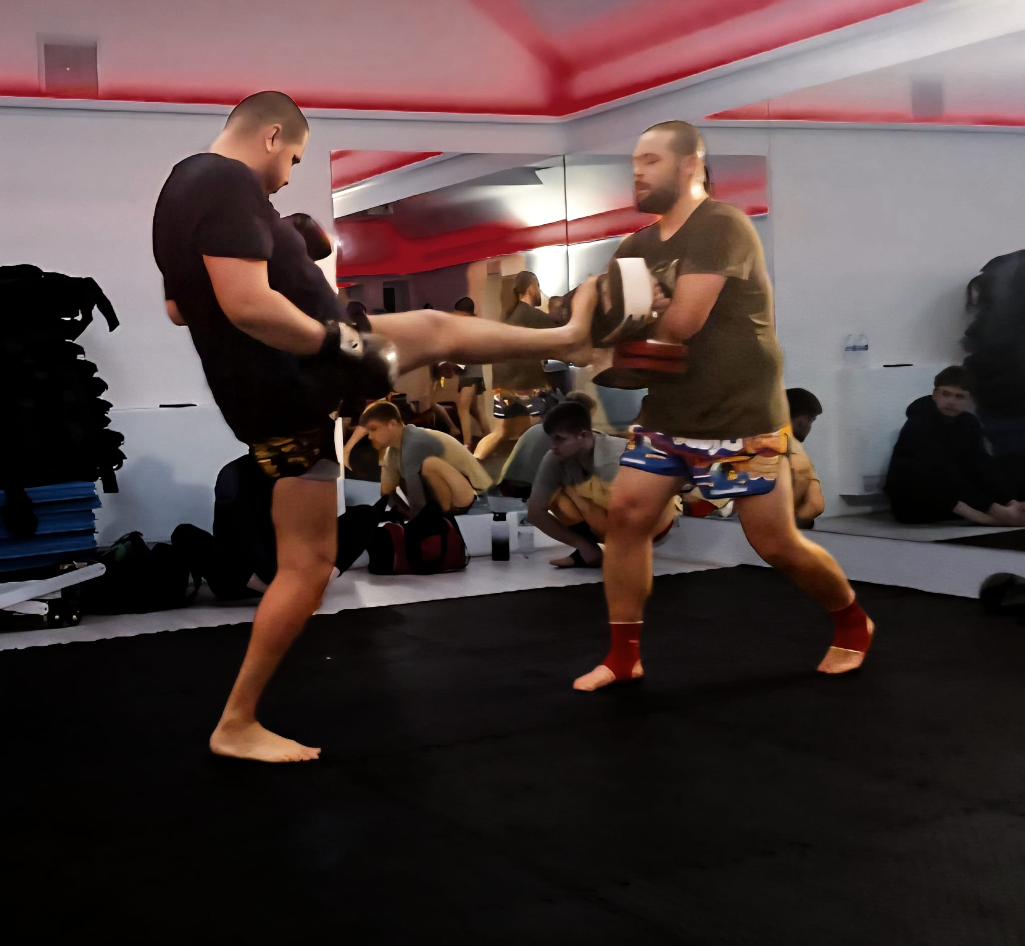 Roundhouse kick on the pads
