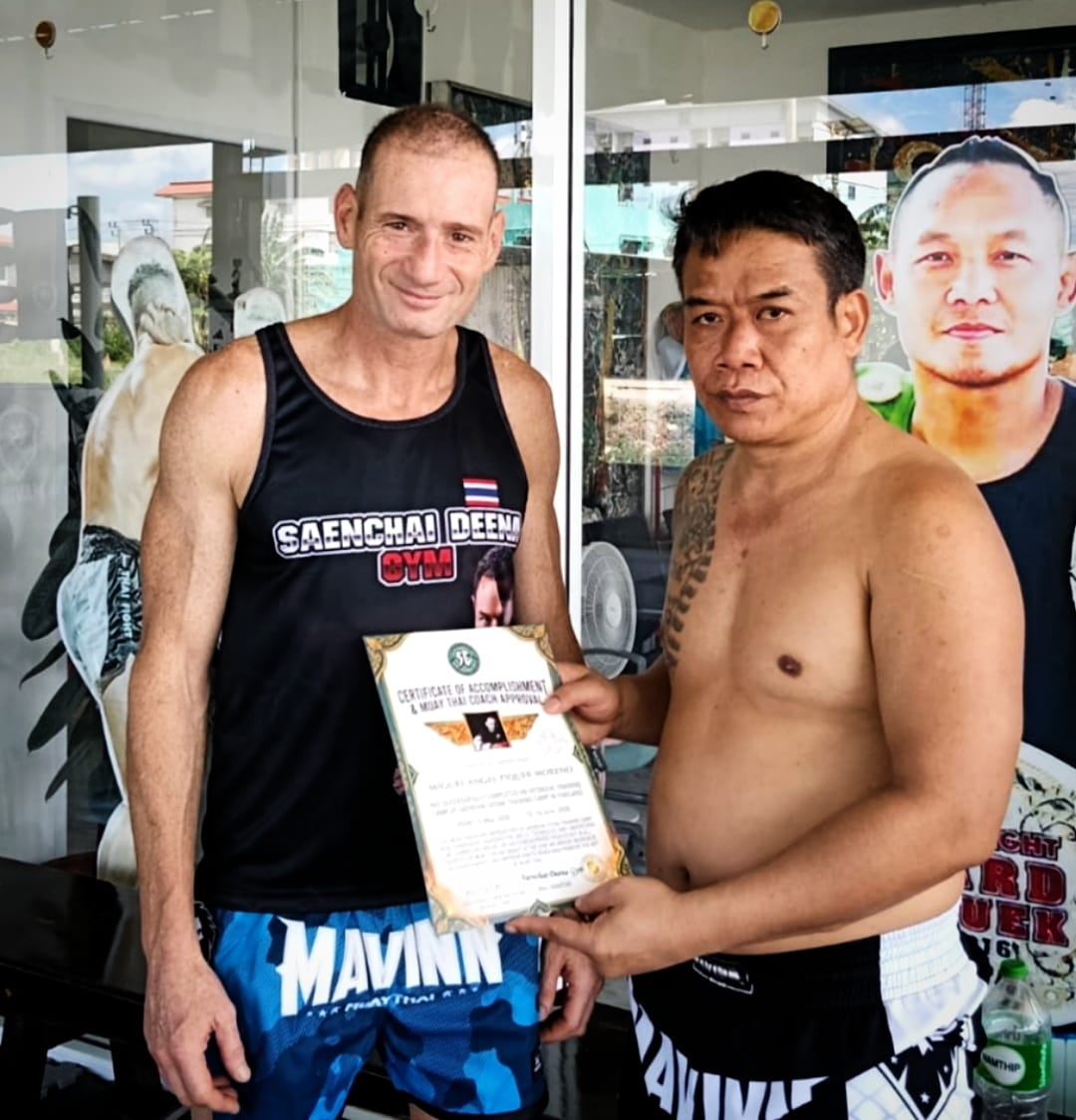 Certificate of accomplishment at Saenchai Deen Gym