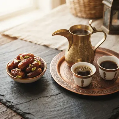 Dates with Arabic Coffee