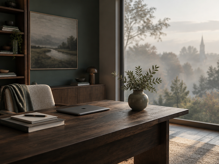 A serene minimalist workspace in Moorestown, New Jersey