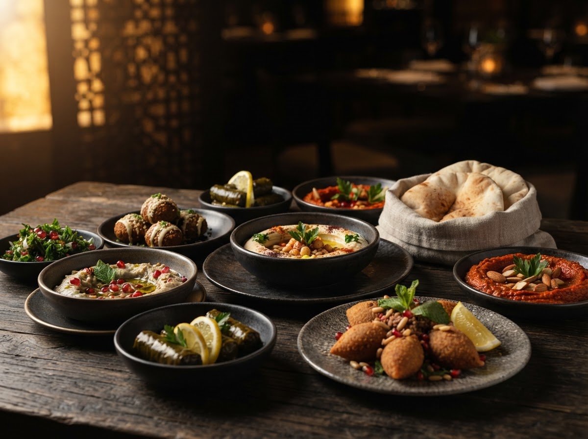 Cold and hot mezze selection