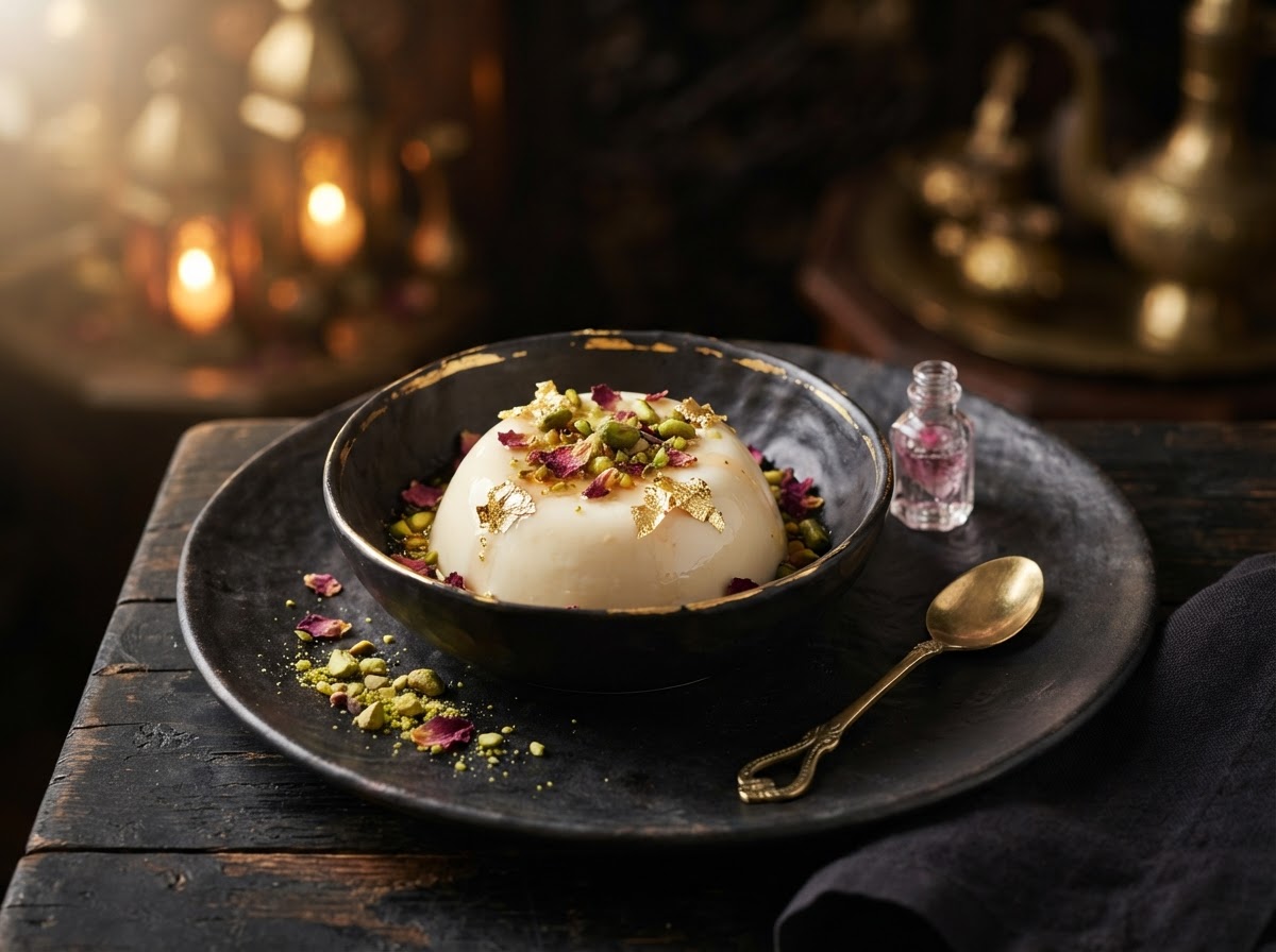Rosewater milk pudding