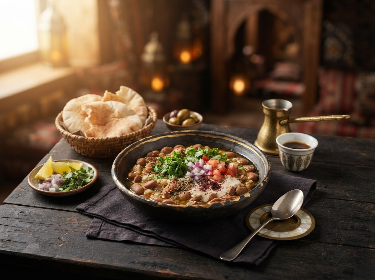 Foul medames with cumin and olive oil
