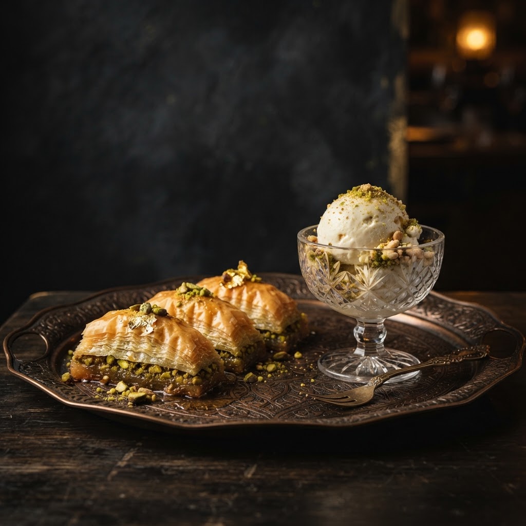 Baklava with Arabic Ice Cream
